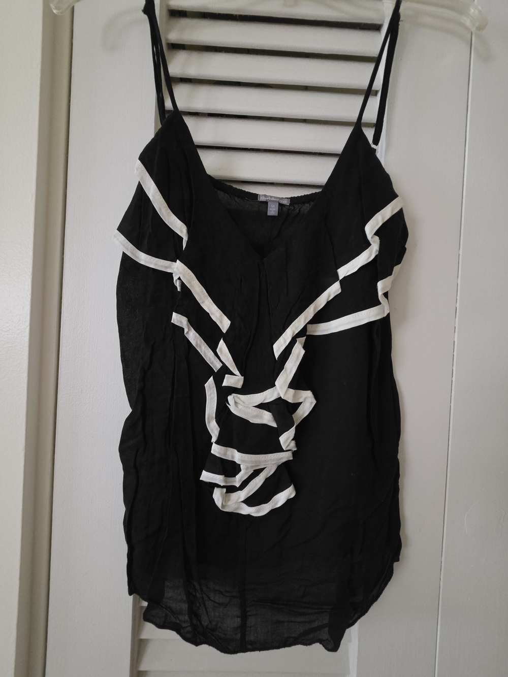 Black Ruffle Trim Spaghetti Strap Top (Lace jacket sold seperately)
